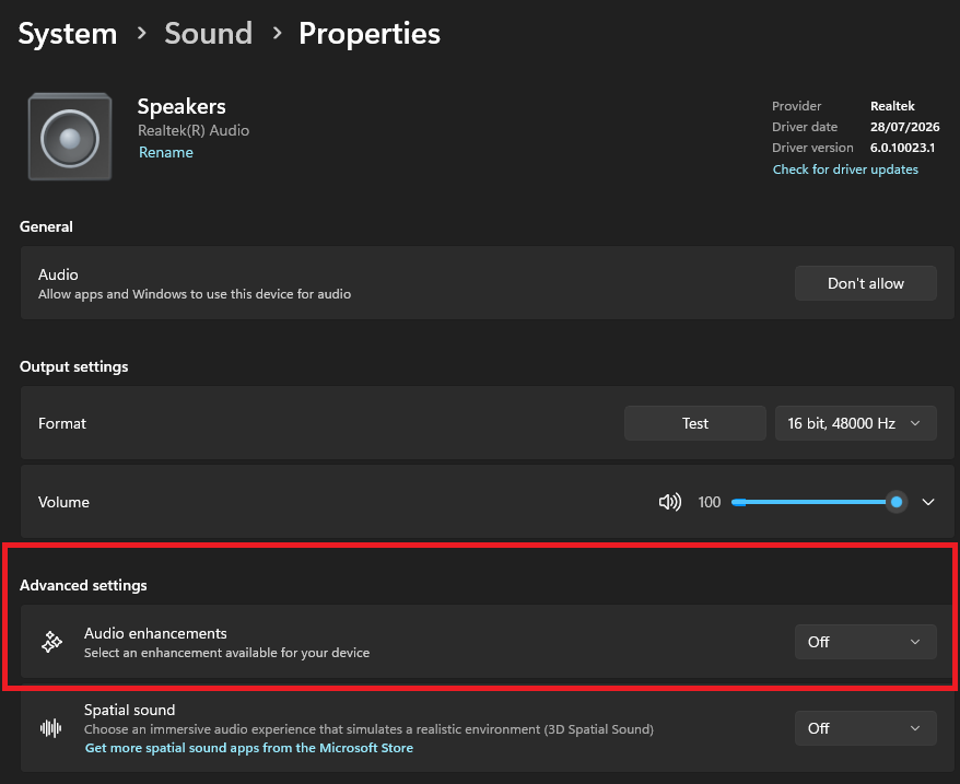 Audio Settings